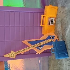 Vintage barbie orange guitar stereo record player